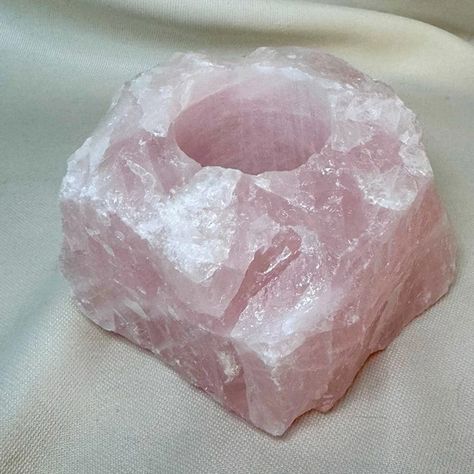 Rose Quartz Candle Holder or Sphere Stand Rose Quartz Candle Holder, Rose Quartz Candle, Quartz Candle, Quartz Candle Holder, Marble Tables, Tealight Candles, Tall Candle, Stone Surface, Positive Emotions