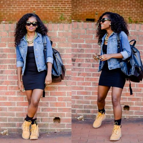 Pinterest: @kingjennn Tim Heels Outfit, Cute Timberland Outfits, Cute Outfits With Timberlands, Timberlands Outfit, Timberland Outfits Women, Timbs Outfits, Timberland Boot, Timberland Boots Outfit, Timberland Outfits