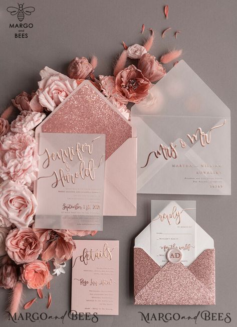 Are you dreaming of a fairytale wedding filled with luxury and romance? Look no further than our exquisite collection of Luxury Rose Gold Wedding Invitations. These glamorous invitations are the perfect way to set the tone for your special day. Our Glamour Pink Glitter Wedding Invites are designed to make a statement. The shimmering pink glitter adds a touch of sparkle and elegance, while the rose gold accents add a luxurious touch. Your guests will be captivated by the stunning design and will Anniversary Reception, Blush Pink Wedding Invitations, Shine Wedding Invitations, Wedding Archway, Rose Gold Wedding Invitations, Bespoke Wedding Invitations, Pink And Gold Wedding, Glitter Wedding Invitations, Wedding Invitations Romantic