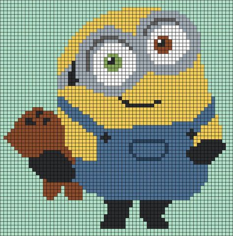 Alpha pattern #85426 | BraceletBook in 2022 | Alpha patterns, Cross stitch, Pixel art pattern Minions Cross Stitch Patterns, Puffy Deka, Minion Pattern, Modele Pixel Art, Minion Crochet, Disney Cross Stitch Patterns, Graph Crochet, Baby Cross Stitch Patterns, Easy Pixel Art