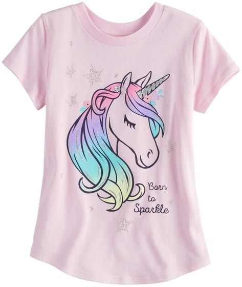 Born To Sparkle, Sparkle Unicorn, Unicorn Fashion, Unicorn Tee, Unicorn Outfit, Girls Nightwear, Tee Shirt Fashion, Unicorn Shirt, Unicorn Tshirt