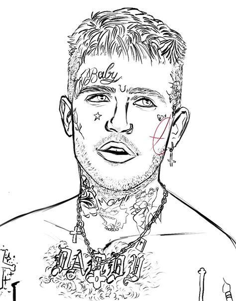 Lil Peep Coloring Page, Lil Peep Art Drawing, Lil Peep Drawing, Sketch Procreate, Creative Food Art, Mythology Tattoos, Hippie Painting, Dark Art Drawings, Colorful Portrait