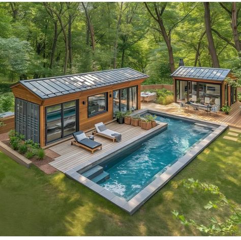 Piscina Container, Container Pools, Granny Cottage, Shipping Container Pool, Container Pool, Small Villa, Container Cabin, Cargo Container, Building A Container Home