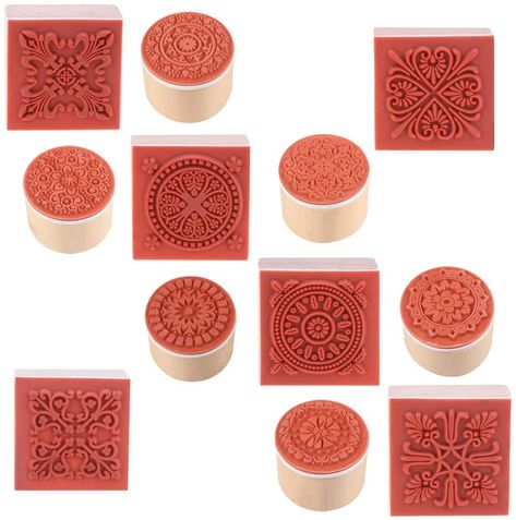 Cooyeah 12 Pieces Wooden Stamps Floral Pattern Circles and Squares Decorative Rubber Wooden Stamps for DIY Craft Card and Scrapbooking : Amazon.ca: Home Christmas Stamps Rubber, How To Make Planner, Craft Card, Handmade Gift Tags, Scrapbooking Stamps, Wooden Stamps, Wood Stamp, Stamp Pad, Lace Doilies