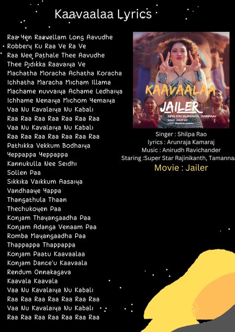 song Kaavaalaa lyrics from the movie JAILER Indian Songs, 90s Songs, Tamil Songs Lyrics, Anirudh Ravichander, Song Writing, Film Song, Tamil Songs, Song Lines, Best Song Lines