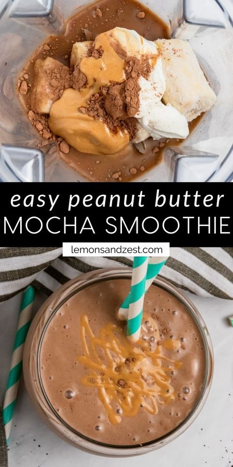 Chocolate Coffee Smoothie, Peanut Butter Coffee, Coffee Smoothie Recipes, Mocha Smoothie, Smoothie Breakfast, Get Up In The Morning, Peanut Butter Smoothie, Butter Coffee, Vitamix Recipes