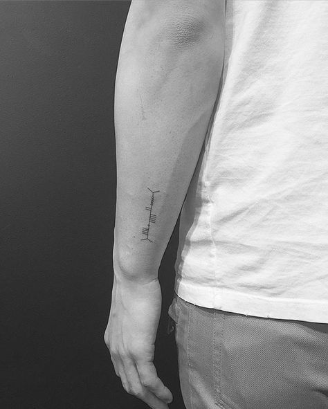 Ogham #jonboytattoo Ogham Tattoo, Jonboy Tattoo, Partner Tattoos, Tattoo Ideas Males, Jon Boy, Irish Tattoos, Boy Tattoos, Hand Tattoos For Guys, Sleeves Ideas