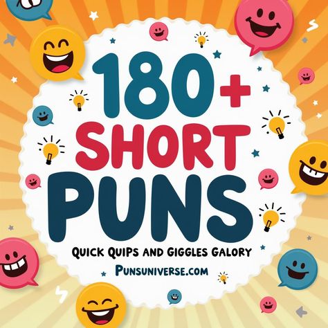 Add a dash of laughter to your day with "180+ Short Puns: Quick Quips and Giggles Galore"! From clever wordplay to hilarious one-liners, these puns are perfect for every occasion. Get ready to pun-derstand the joy of quick jokes—it's all in good fun! 😂✨ #puns #humor #funny #laugh #wordplay #comedy #jokes #quips #giggles #entertainment Short Puns Funny, Have A Good Day Puns, Dad Jokes Funny Puns, Pun Compliments, One Liner Jokes Hilarious, Pun Jokes Hilarious Humor, Funny Puns Hilarious, Travel Puns, Fun Puns