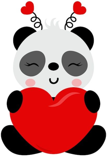 Vector cute valentine panda sitting with... | Premium Vector #Freepik #vector #panda-vector #panda-illustration #panda-cartoon #cartoon-panda Monthsary Background Design, Panda Valentines, Panda Sitting, Panda Vector, Valentine Cartoon, Panda Cartoon, Panda Illustration, Cartoon Cartoon, Cartoon Panda