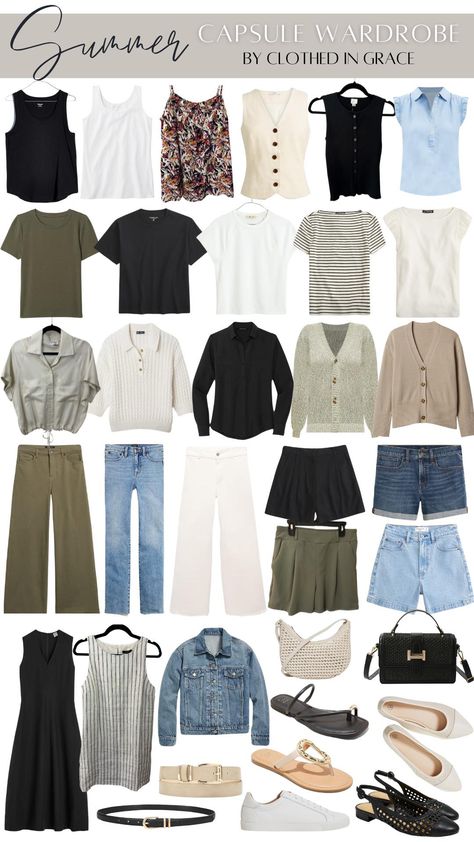 Clothed In Grace Blog, Hot Weather Travel Capsule, Autumn Capsule Wardrobe, Us Friends, Simple Casual Outfits, Minimalist Summer, Capsule Wardrobe Essentials, Fashion Capsule Wardrobe, Travel Capsule Wardrobe