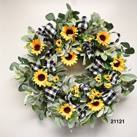 Colourful Wreath, White Wreaths, Silk Wreaths, Summer Sunflower, Colorful Wreath, White Wreath, Sunflower Wreath, Wreath Hanger, Greenery Wreath