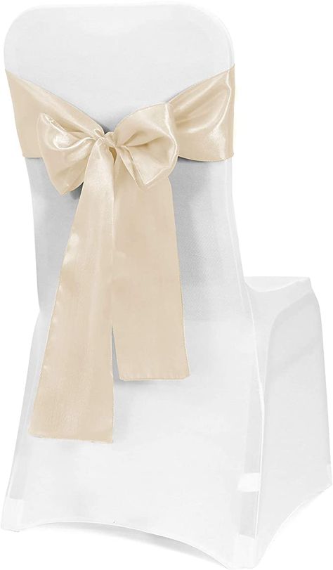 Amazon.com: Obstal 50 PCS Satin Chair Sashes Bows for Wedding Reception- Universal Chair Cover Back Tie Supplies for Banquet, Party, Hotel Event Decorations : Home & Kitchen Dinner 2023, Party Hotel, Prom 2023, Gold Chair, Paper Bow, Hall Chair, Event Decorations, Chair Sashes, Banquet Party