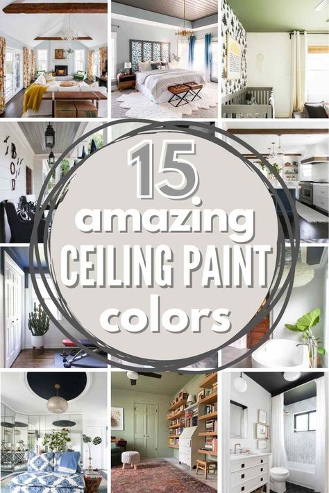 Don't forget the fifth wall! Painting your ceiling can make or break a space. Here are 15 gorgeous paint options for your ceiling...everything from the best white to use on your ceiling to options for gray, green, blue, brown and black! One of the easiest, most budget-friendly ways to make big designer impact in your home is with great paint choices! #paint #ceiling #ceilingpaint #ceilingpaintideas #paintideas #paintcolors #bestceilingpaint #ceilingdesign #ceilingdesignideas Gray Owl Benjamin Moore, Best Ceiling Paint, Sherwin Williams Pure White, Benjamin Moore Stonington Gray, Sherwin Williams Agreeable Gray, White Ceiling Paint, Gray Sherwin Williams, Ceiling Paint Colors, White Wall Paint