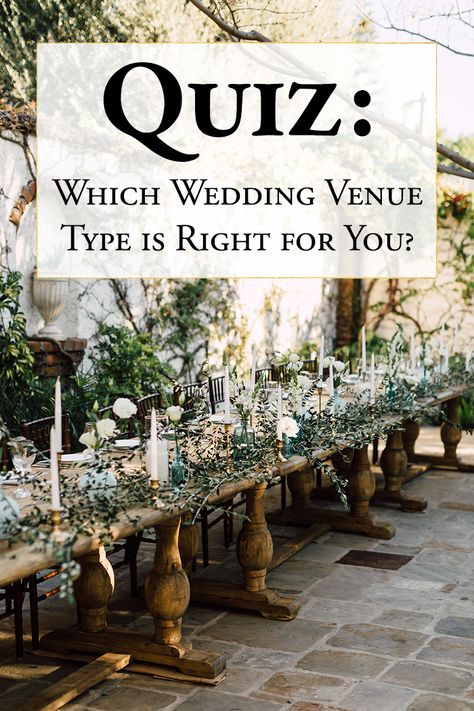 Quiz: Find Out What Wedding Venue Type is Right for You | Junebug Weddings Wedding Quiz, Wedding Planning Printables, Diy Wedding Gifts, Wedding Types, Wedding Planning Timeline, Dream Wedding Venues, Wedding Reception Venues, Wedding Planning Advice, Best Wedding Venues