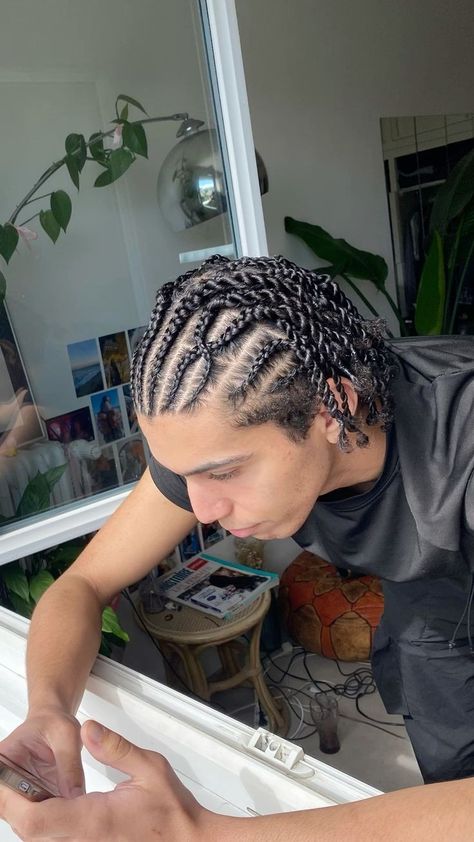 Micro Braids Men, Braids Into Twists Men, Mens Fulani Braids, Braided Men’s Style, Mixed Hair Braids, Black Boy Hairstyles Braids, Fulani Locs, Braids For Men With Long Hair, Men’s Box Braids