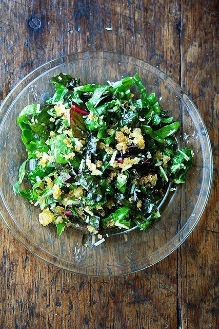 swiss chard salad with lemon, breadcrumbs and parmesan Alexandra Cooks, Sides Healthy, Swiss Chard Salad, Chard Salad, Swiss Chard Recipes, Parmesan Bread, Chard Recipes, Perfect Salad, Salad With Lemon