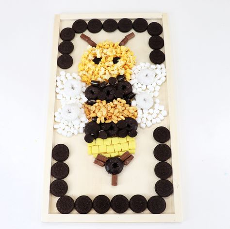 "Bee Sweet" Charcuterie Board - Amy Latta Creations Bee Themed Veggie Tray, Bumble Bee Charcuterie Board, Honey Bee Charcuterie Board, Bee Theme Charcuterie Board, Bee Charcuterie Board, Bee Party Food Ideas, Homeroom Activities, Sweet Charcuterie Board, Sweet Charcuterie