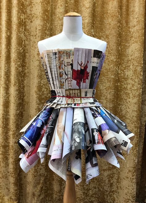 Creative Attire Pageant Recycled, Newspaper Dress Diy, Trashion Show Recycled Fashion, Recycled Costumes, Fashion Costume Halloween, Newspaper Dress, Wineries Outfit, Recycled Dress, Pumpkin Patch Outfit