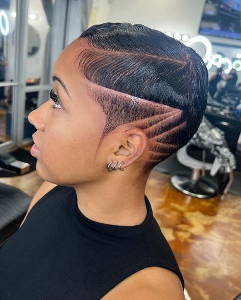 Short Pixie Hairstyles For Black Women, Black Women Haircut Styles, Wavy Undercut, Bald Baddie, Finger Waves Short Hair, Future Hairstyles, Short Hair Designs, Short Black Hair, Short Shaved Hairstyles