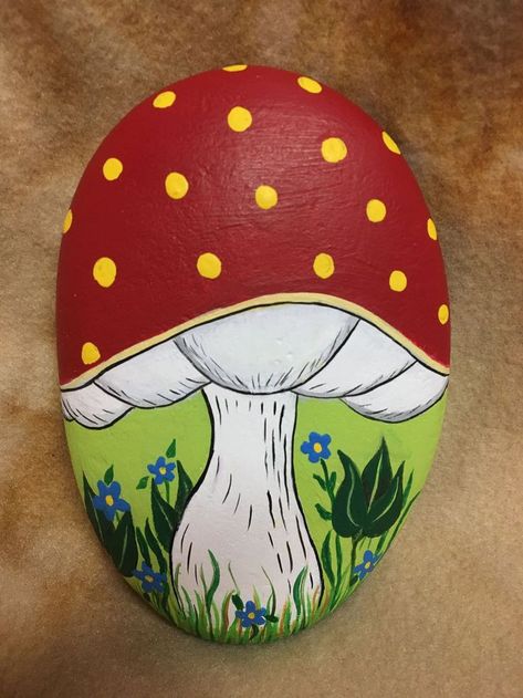 Mushroom Houses, Garden Rock Art, Diy Rock Art, Art Pierre, Craft Painting, Stone Art Painting, Rock Hand, Painted Rocks Craft, Painted Rocks Diy