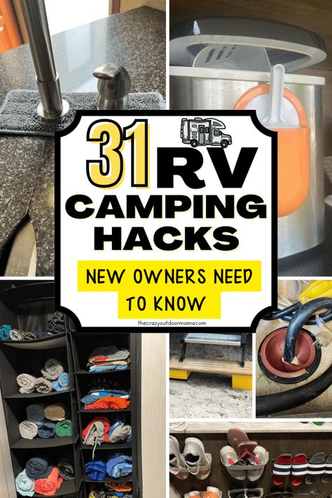 rv camping tips and tricks Rv Camping Hacks, Rving Ideas Rv Camping, Camper Upgrades, Rv Life Hacks, Camping Tips And Tricks, Glamping Trailer, Travel Trailer Organization, Hacks And Tricks, Camper Redo