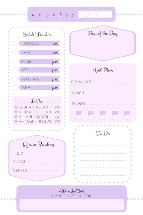 Quran Tracker, Salah Tracker, Islamic Planner, Bullet Journal Daily, Ramadan Printables, Ramadan Tips, Daily Habit Tracker, Daily Routine Planner, Daily Planner Printables Free