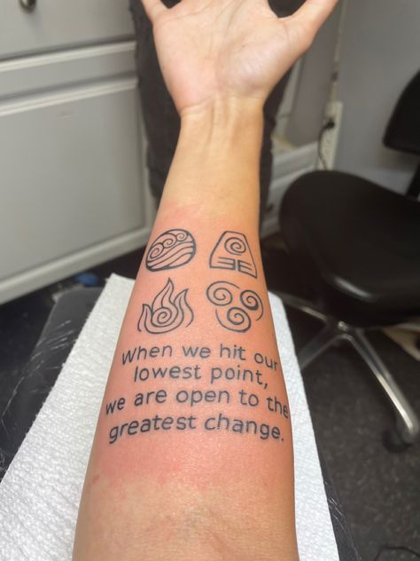 When We Hit Our Lowest Point, 9 Ether Beings Tattoo, Fire Element Tattoo, 9 Ether, Change Tattoo, Cartoon Tattoo, Elements Tattoo, Four Elements, Fire Element