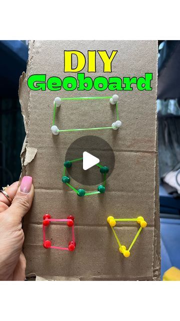 Abhilasha Kulkarni 👉MOM BLOGGER on Instagram: "📌#saveforlater  #savereel  to try with your kids  ➡️ READ THE FULL CAPTION   ⁉️ Have you ever made your own DIY geoboard? They are easy to create with supplies you already have at home. All you need is cardboard and pushpins. It’s an instant activity to engage your toddler, taking only half an hour from start to finish. 🎨✂️  🚆 We travelled by train yesterday and I tried this with my daughter. It’s so engaging and fun, and don’t miss seeing how her little hands are working!  🟥 Geoboards are budget-friendly and enjoyable for kids of all ages, from preschoolers to elementary-aged kids. Geoboard activities are educational and can help improve fine motor skills. Making a geoboard is simpler than you might think and works well at home or in the Diy Geoboard, Geoboard Activities, Kids Reading, Train Travel, Mom Blogger, Push Pin, Quiet Book, Fine Motor Skills, Fine Motor