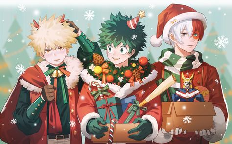 Anime Christmas, Academia Wallpaper, Boys Wallpaper, My Hero Academia Episodes, Fan Fiction, Christmas Love, My Hero Academia Manga, Izuku Midoriya, Christmas Wallpaper