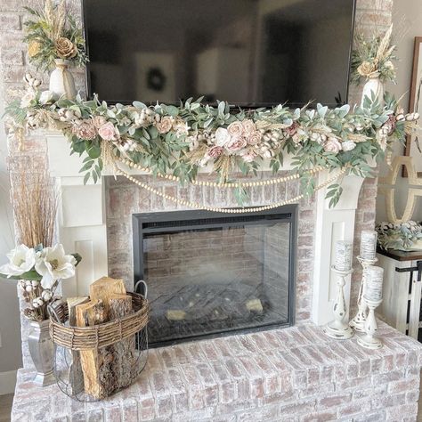 Summer Mantle Decor With Tv, Baby Shower Fireplace Decor, Easter Fireplace Decor, Mantle Makeover, Easter Mantle Decor, Spring Mantle Decor, Farmhouse Mantle Decor, Easter Mantle, Farmhouse Mantle