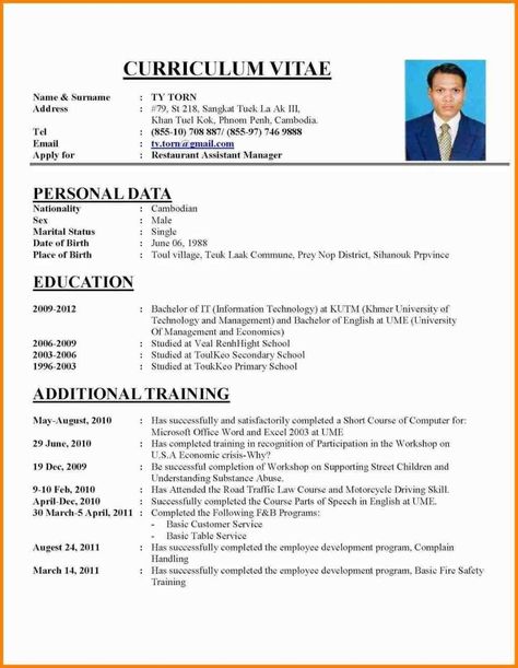 Cv Format For Job, Cv Resume Sample, Perfect Resume Example, Curriculum Vitae Examples, Curriculum Vitae Format, Job Resume Format, Perfect Cv, Writing A Cv, Sample Resume Format