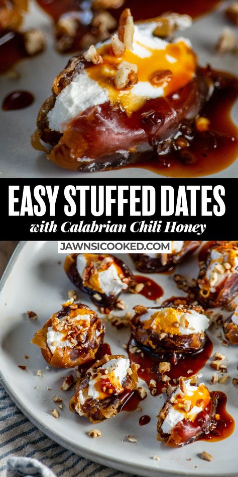 Starters For Dinner Party Easy, Brie Stuffed Dates, Easy Stuffed Dates, Date Hors D’oeuvres, Sun Dried Dates Recipes, Nut Free Appetizers, Marscapone Stuffed Dates, Eclipse Appetizers, Roasted Stuffed Dates