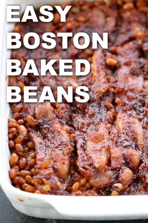 Boston Baked Beans Recipe, Pressure Cooker Baked Beans, Soaking Beans, Best Baked Beans, Slow Cooker Baked Beans, Baked Beans With Bacon, Baked Beans Recipe, Homemade Baked Beans, Potluck Side Dishes