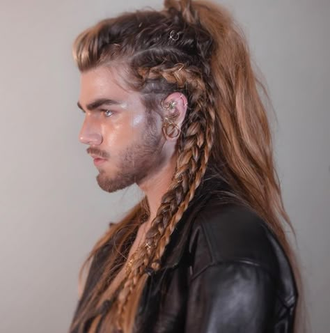 Viking Braids, Viking Hair, Medium Long Hair, Mens Braids Hairstyles, Mens Braids, Corte De Cabelo Masculino, Mullet Hairstyle, Hair Reference, Braids For Long Hair