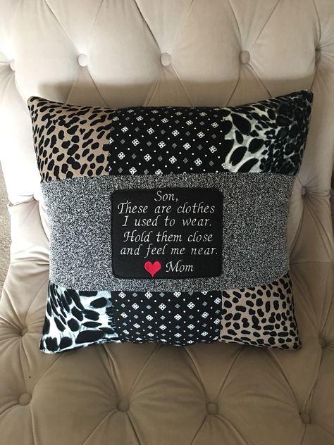 A personal favorite from my Etsy shop https://www.etsy.com/listing/559269859/quilt-pillow-memory-pillow-from-loved Memory Pillow From Shirt, Pillow Memory, Clothing Keepsake, Memory Projects, Memory Pillow, Quilt Pillow, Memory Crafts, Memory Shirts, Memory Pillows