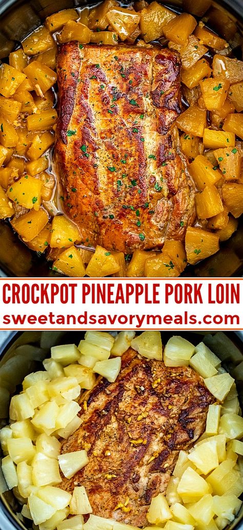 Pineapple Pork Loin, Slow Cooker Pineapple Pork, Pork Loin Crock Pot Recipes, Slow Cooker Pork Loin, Crockpot Pork Loin, Pineapple Pork, Pork Loin Recipes, Crock Pot Recipes, Diner Recept