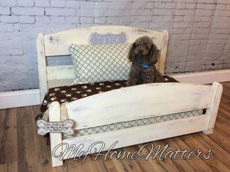 Custom Pet Bed Dog Bed From Crib, Repurposed Headboard, Custom Dog Beds, Headboard Ideas, Diy Dog Bed, Sleigh Bed, Twin Headboard, Dog Rooms, Bed Headboard