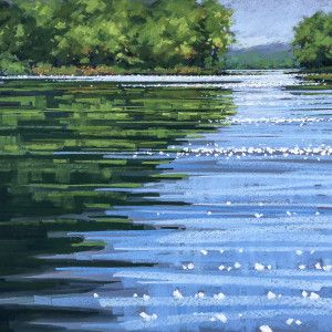 Watercolor And Pastel, Water Paint, Watercolor Water, Lake Painting, Landscape Quilts, Art Fairs, Water Ripples, Let It Shine, Water Reflections