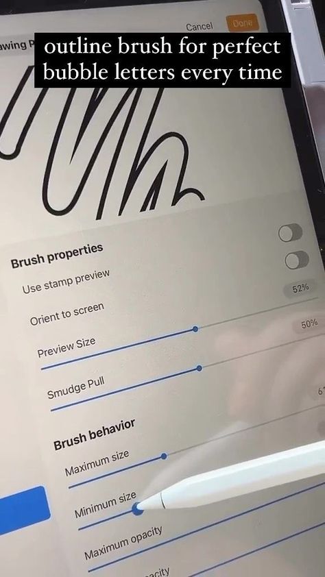 Amazing video by @brigidcareycreates How to make an outline brush in procreate #outlinebrush #procreate #bubbleletters #handlettering | procreate.tips | procreate.tips · Original audio Procreate Bubble, Letters Procreate, Lettering Projects, Procreate Tips, Tracing Sheets, Illustrator Brushes, Free Procreate, Procreate Brushes Free, Procreate Art