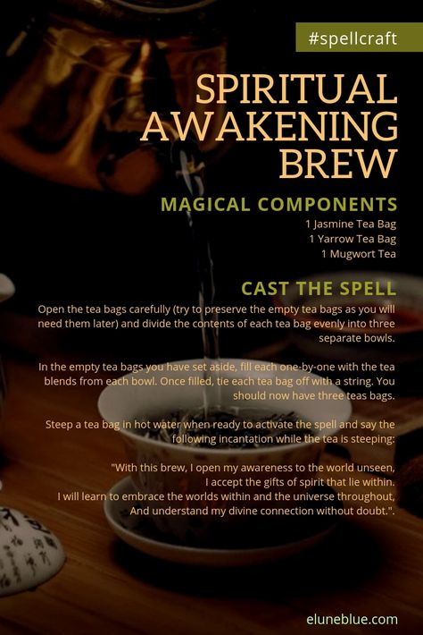 A Magical Brew: A Spell for Spiritual Awakening -- Spellcraft Tea Witchcraft, Mugwort Tea, Tea Blends Recipes, Wicca Recipes, Kitchen Witch Recipes, Herbal Teas Recipes, Magic Herbs, Kitchen Witchery, Wiccan Spell Book