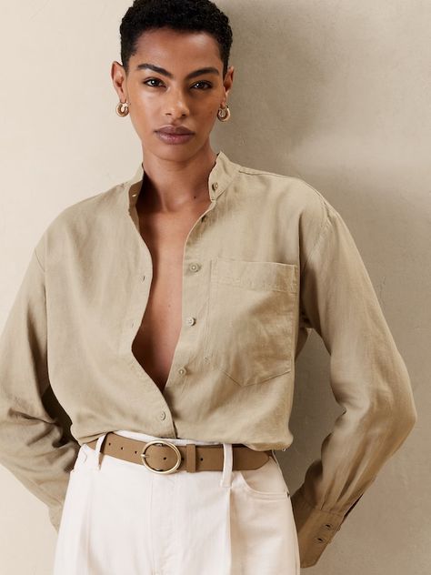 Women's Tops & Blouses | Banana Republic Factory Banana Republic Outfits, Style Inspiration Spring Summer, Beige Shirt, Chic Shirts, Style Inspiration Summer, Banana Republic Factory, Banana Republic Women, Band Collar, Fashion Sale