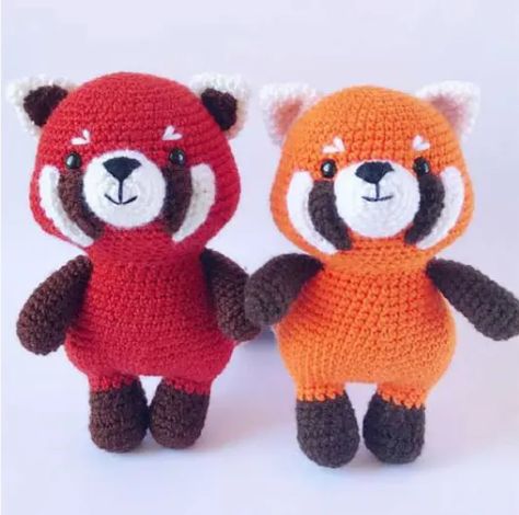 Panda Craft, Friendly Fox, Red Pandas, Crochet Panda, Crochet Amigurumi Free Patterns, Crochet Inspiration, Crochet Bear, Diy Crochet Projects, Crochet Toy