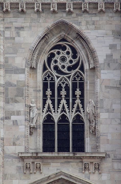 Cathedral Tattoo, Gothic Architecture Drawing, Goth Architecture, Vampire Vibes, Ufo Tattoo, Brick Face, Gothic Arch, Milan Cathedral, Window Architecture