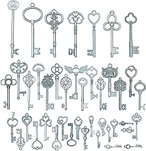 42pcs Mixed Vintage Skeleton Keys, 42 Styles Key, Each 1piece (Silver) Key Drawings, Vintage Skeleton Keys, Heart Themed, Harry Potter Crafts, Skeleton Key, Amazon Art, Rocking Horse, Antique Finish, Sewing Stores