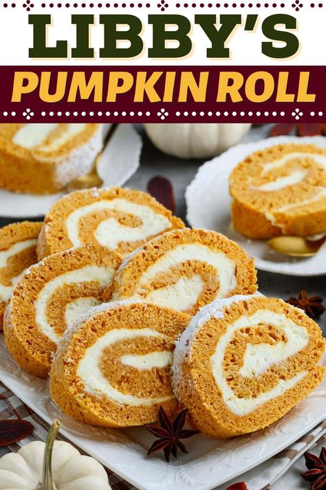 Libby's pumpkin roll recipe is as good as it gets! With a layer of pumpkin cake swirled with cream cheese, it's heaven on a plate. Pumpkin Roll With Cream Cheese Filling Easy Recipe, Libbys Pumpkin Roll With Cream Cheese Filling, Pumpkin Rolls Pioneer Woman, Homemade Pumpkin Roll Recipe, Punkin Roll Recipe, Libbys Pumpkin Roll Recipe Easy, Libby Pumpkin Roll Recipe, Libby’s Pumpkin Roll Recipe, Libby’s Pumpkin Roll