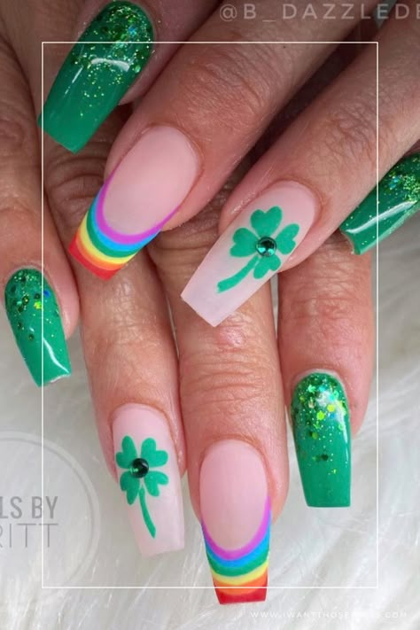 shamrock and rainbow nails designs for saint patricks day St Patrick’s Day Nails Rainbow, Nail Inspo St Patricks Day, Irish Nails Designs St Patties Day, Gel Nail Designs Green St Patrick, Easy St Pattys Day Nails, Dr Patrick’s Day Nails, Nail Ideas For St Patricks Day St Pattys, St Patricks Nail Designs St Paddys, St Patrick's Day Gel Nails