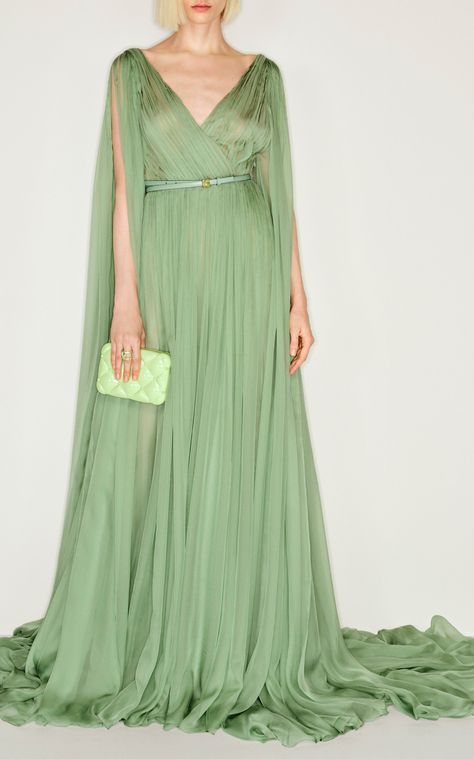 Belted Silk Chiffon Gown By Valentino | Moda Operandi Valentino Resort 2023, Valentino Silk Dress, Valentino Resort, Valentino Silk, Mog Dresses, Arabian Dress, Resort 2023, Baby Shower Dresses, Shower Dresses