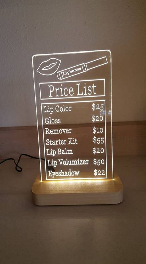 Lip Sense LED Edge Lit Plexiglass Sign Plexiglass Sign, Business Teacher, Laser Cut Lamps, Lip Sense, Laser Engraved Acrylic, Esthetician Room, Woodworking Tools Workshop, Lash Room, Laser Engraved Ideas