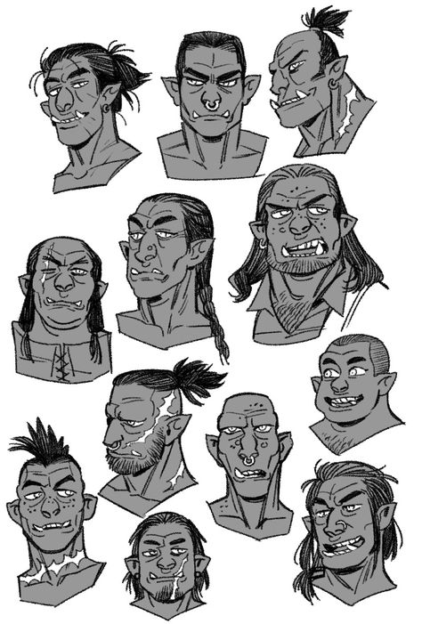 Half Orc, Character Design Cartoon, Face Sketch, Fantasy Races, Usa Art, Dungeons And Dragons Characters, Creature Concept Art, High Fantasy, Fantasy Rpg