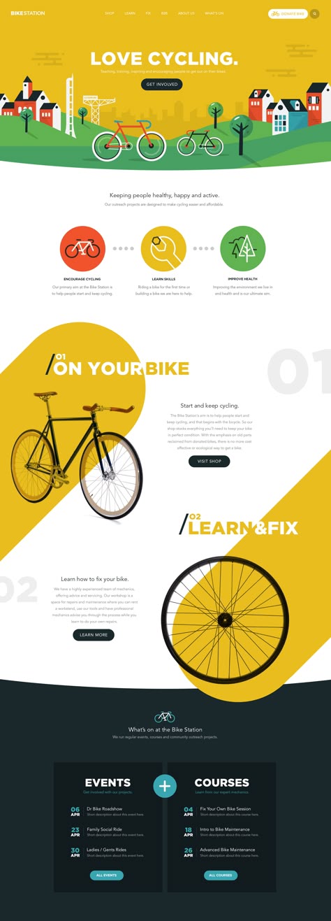 Bike station desktop wide Playful Web Design, Bright Website Design, Colorful Web Design, Wordpress Development, Simple Illustrations, Web Design Mobile, Shop Website, Webdesign Inspiration, Splash Screen